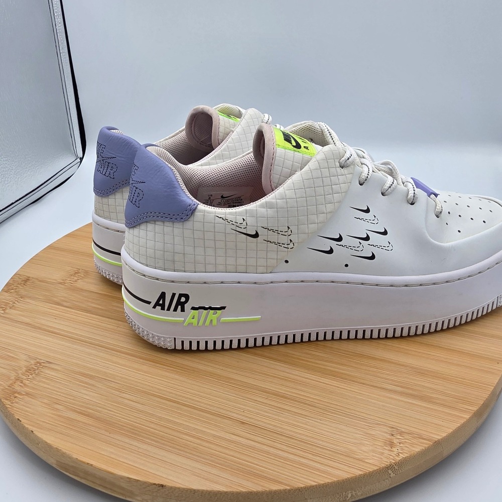 Nike Air‎ Force 1 Sage Low LX White Multi-Swoosh Platform Sneakers CU5315-100 - Picture 4 of 13